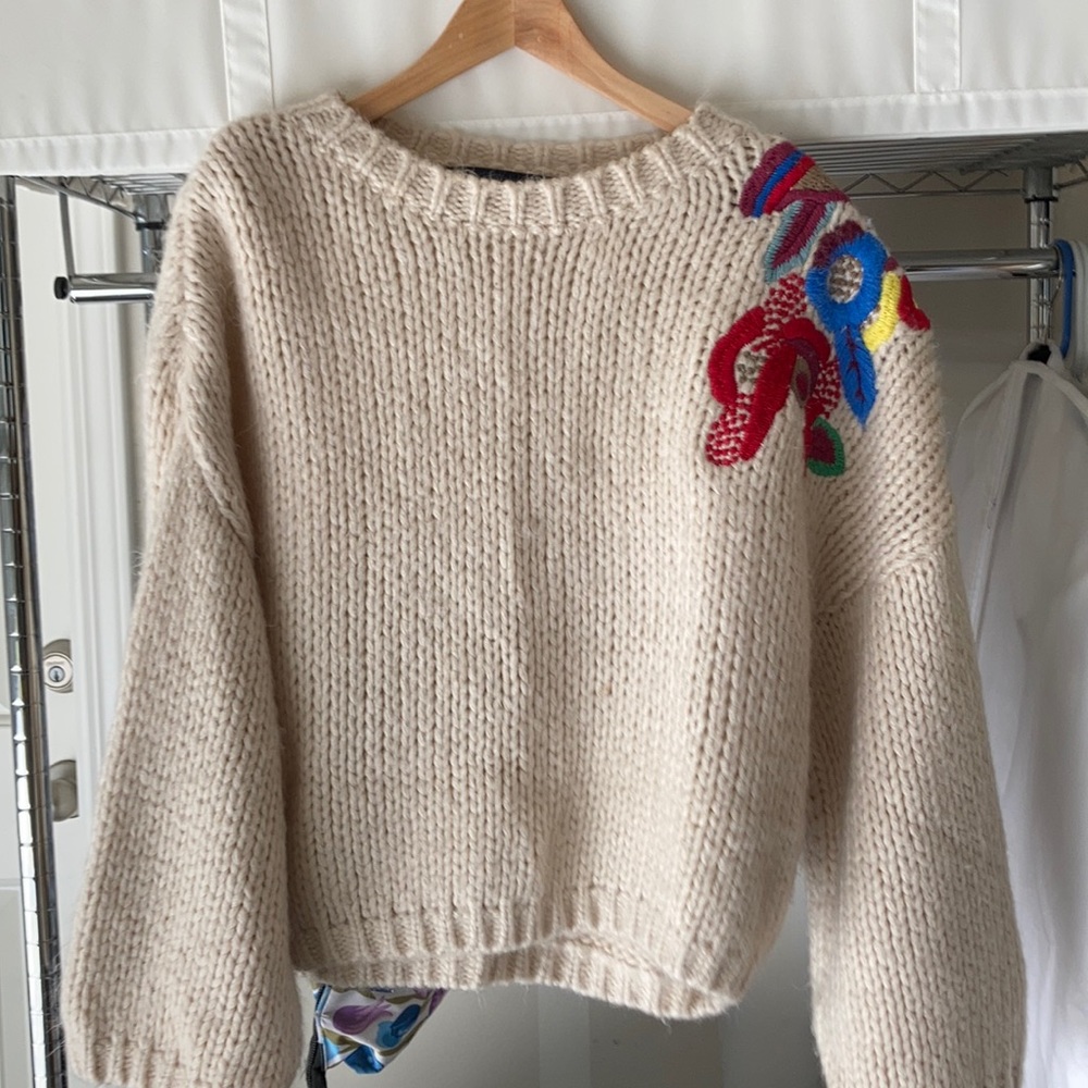 Zara embroidered oversized sweater